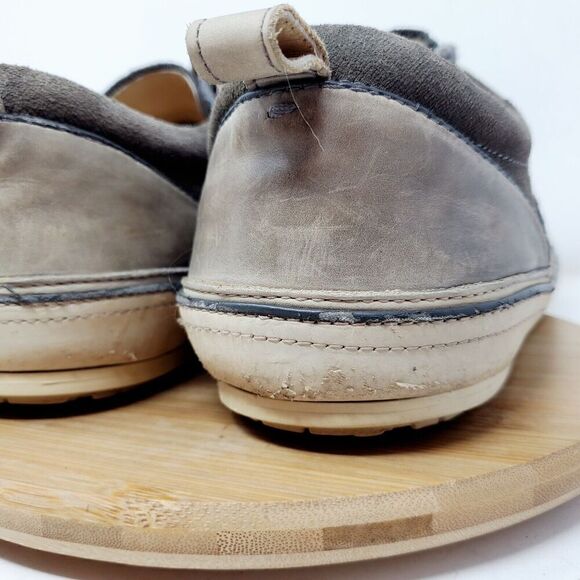 John Varvatos Shoes Mens 13 Redding Low Grey Leather Canvas Sneaker Distressed - Picture 9 of 14